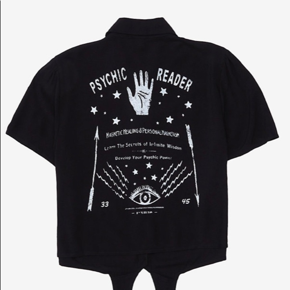 Psychic Reader Tie-Front Woven Button-Up Plus Size